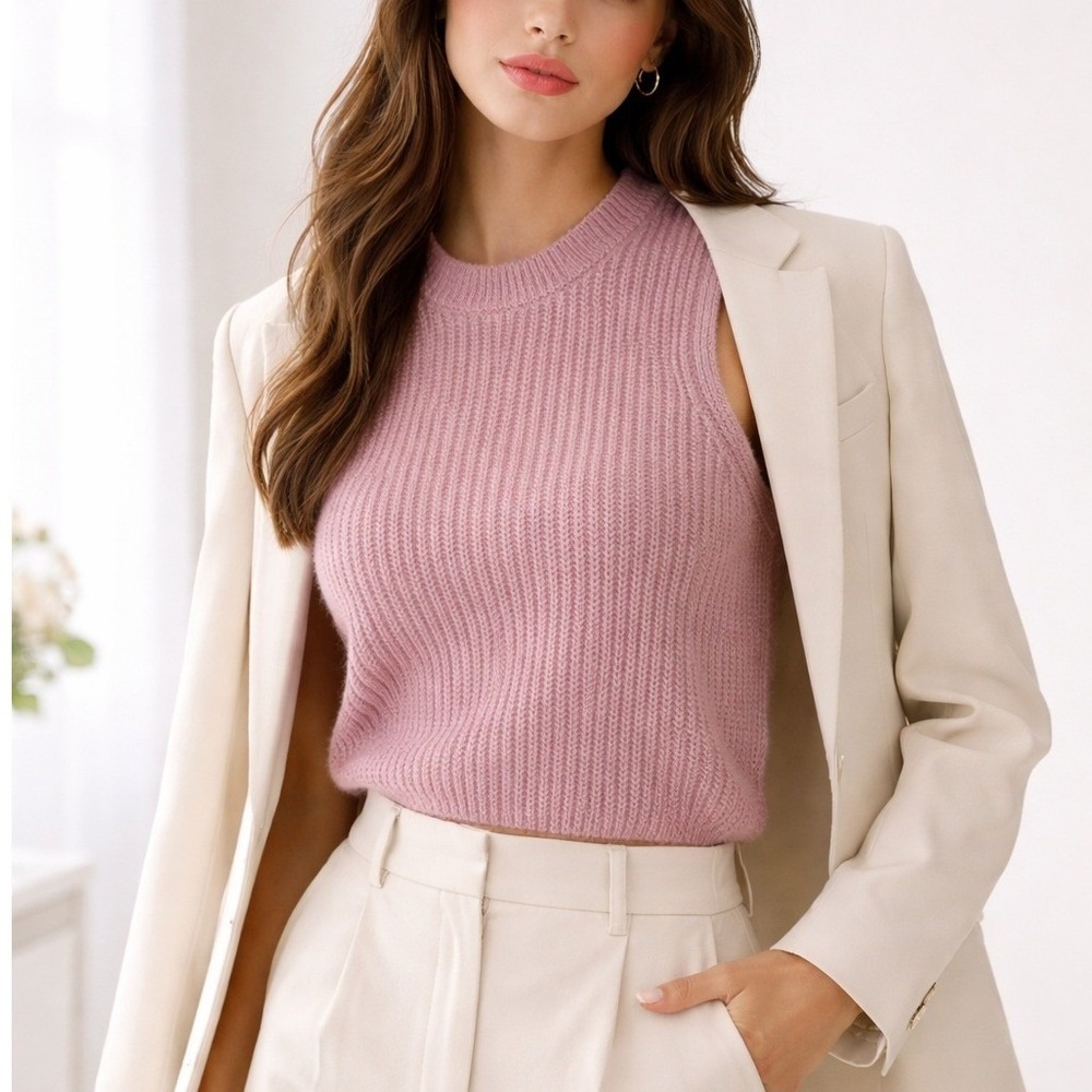 Universal Thread Sweater Vest Ribbed Knit Pink Minimalist‎ Streetwear Sleeveless